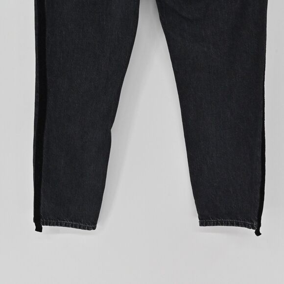 ZARA Jeans Womens Size 6 Black Velvet Side Stripe Premium Denim Tapered Leg Goth - Picture 7 of 11
